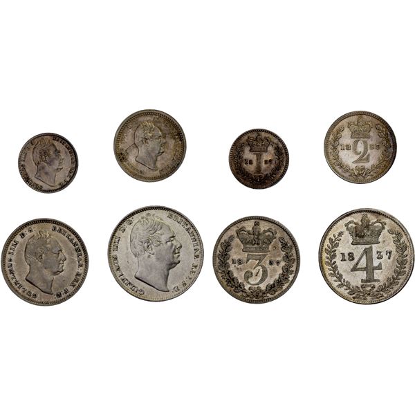 GREAT BRITAIN: William IV, 1830-1837, AR maundy set, 1837