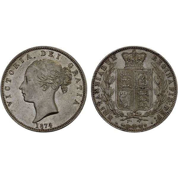 GREAT BRITAIN: Victoria, 1837-1901, AR halfcrown, 1874, XF-AU