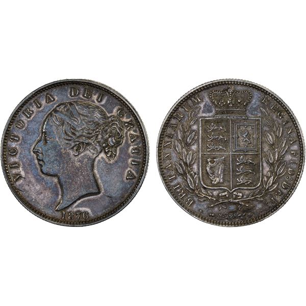 GREAT BRITAIN: Victoria, 1837-1901, AR halfcrown, 1876, XF