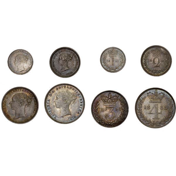GREAT BRITAIN: Victoria, 1837-1901, AR maundy set, 1885