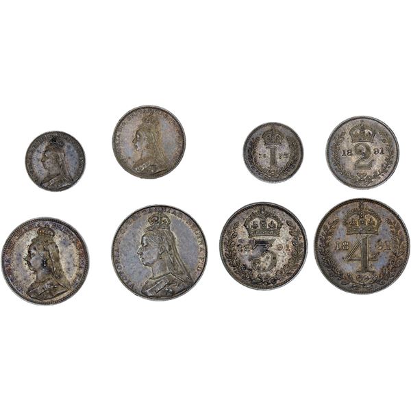 GREAT BRITAIN: Victoria, 1837-1901, AR maundy set, 1891