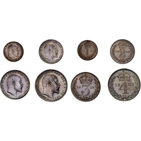 GREAT BRITAIN: Edward VII, 1901-1910, AR maundy set, 1903
