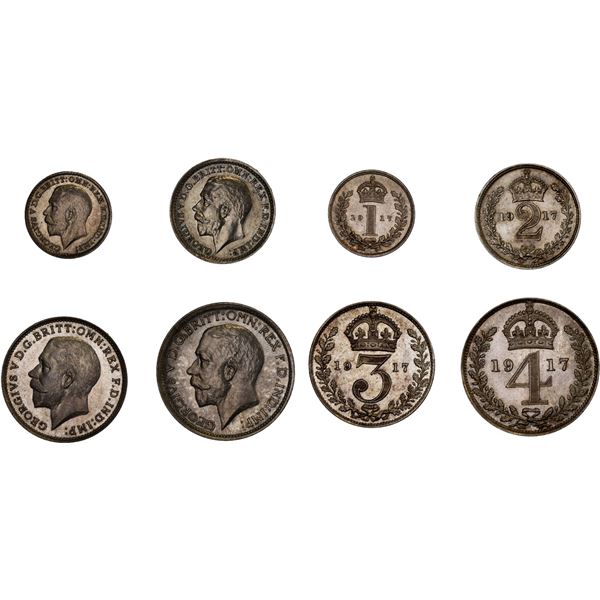 GREAT BRITAIN: George V, 1910-1936, AR maundy set, 1917