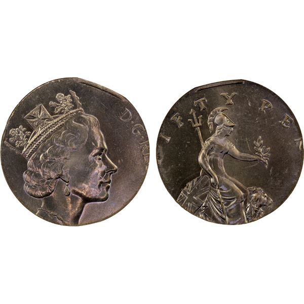GREAT BRITAIN: Elizabeth II, 1952-2022, 50 pence, ND (1985-97), ANACS MS63