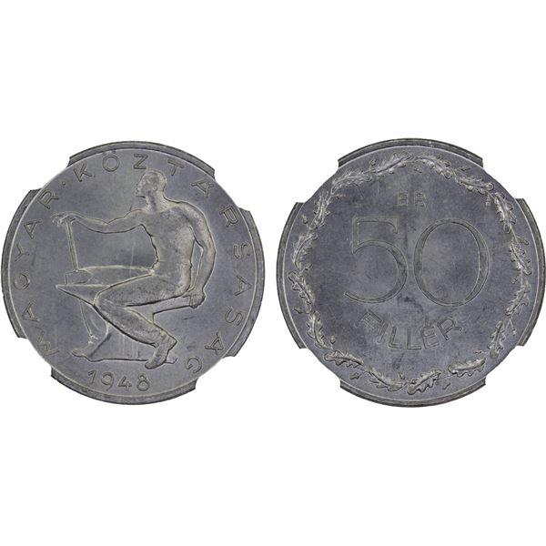 HUNGARY: Republic, 50 filler, 1948-BP, NGC MS65