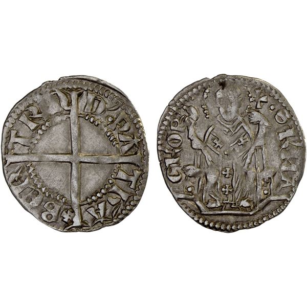 AQUILEIA: Bertrando of San Genesio, 1334-1350, AR denaro (0.97g), VF-XF