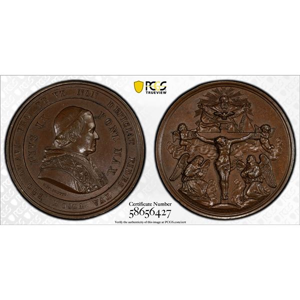 PAPAL STATES: Pius IX, 1846-1878, AR medal (16.41g), ND, PCGS MS64