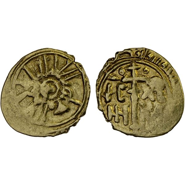 SICILY: Roger II, 1130-1154, AV tari (1.10g) (Madinat Siqilliya), VF