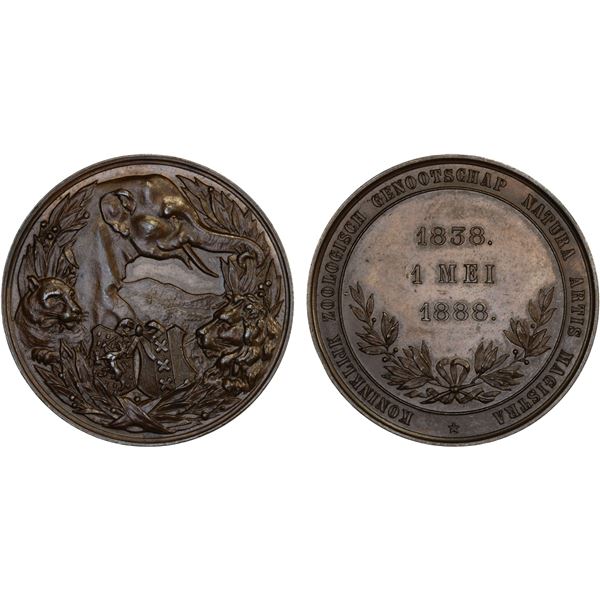 NETHERLANDS: AE medal (29.94g), 1888, AU