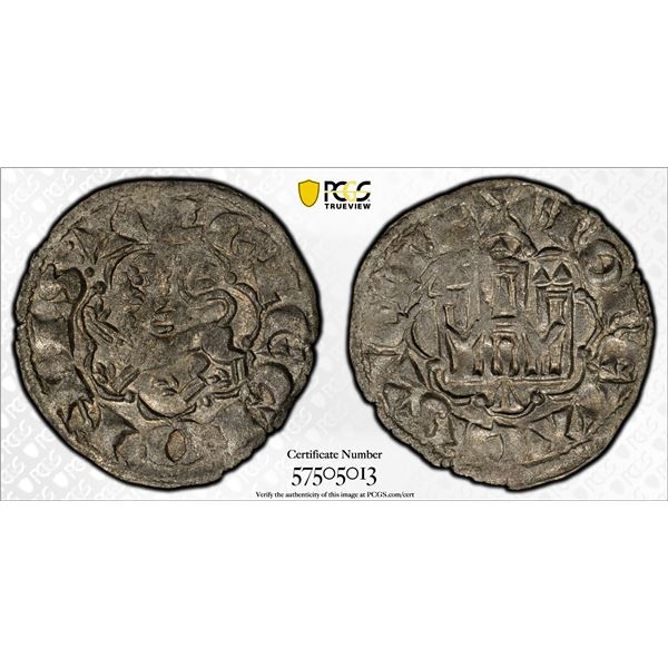 SPAIN: Juan II, 1406-1454, BI blanca, Seville, ND, PCGS AU55