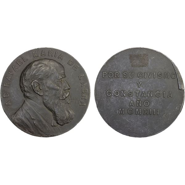 SPAIN: bronzed lead medal, 1913, VF-XF