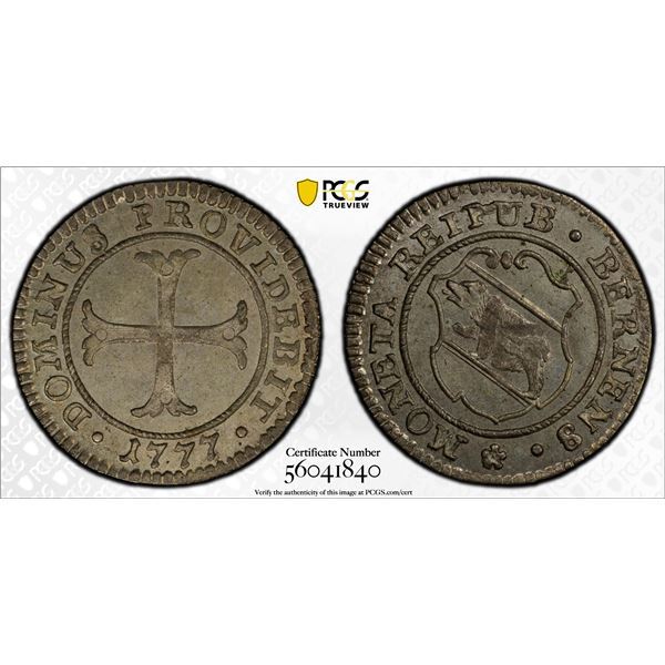 SWITZERLAND: BERN: Canton, BI kreuzer, 1777, PCGS MS65