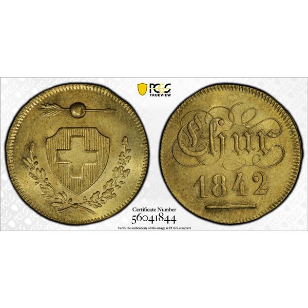 SWITZERLAND: CHUR: brass token, 1842, PCGS MS65
