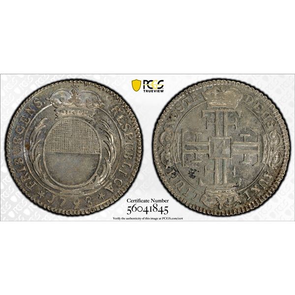 SWITZERLAND: FREIBURG: Canton, AR 14 kreuzer, 1793, PCGS MS63