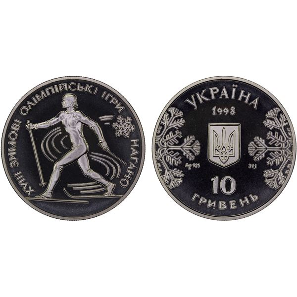 UKRAINE: Republic, AR 10 hryven, 1998, Proof