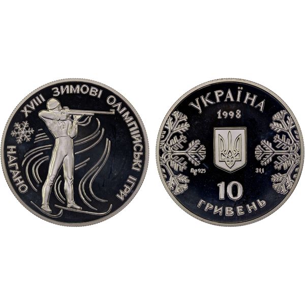 UKRAINE: Republic, AR 10 hryven, 1998, Proof