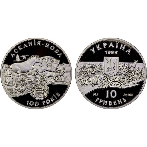 UKRAINE: Republic, AR 10 hryven, 1998, Proof