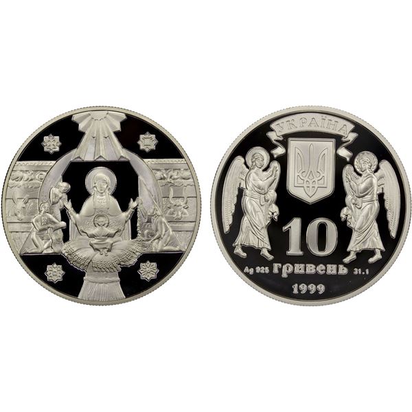 UKRAINE: Republic, AR 10 hryven, 1999, Proof