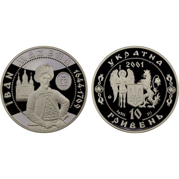 UKRAINE: Republic, AR 10 hryven, 2001, Proof