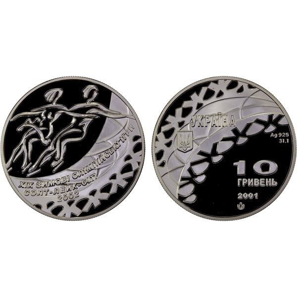 UKRAINE: Republic, AR 10 hryven, 2001, Proof