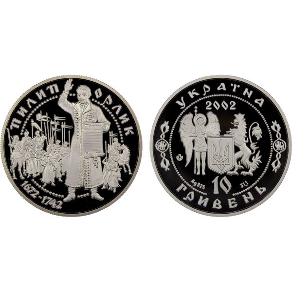 UKRAINE: Republic, AR 10 hryven, 2002, Proof
