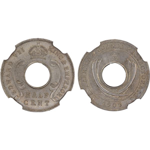 EAST AFRICA & UGANDA: Edward VII, 1901-1910, 1/2 cent, 1909, NGC MS66 +