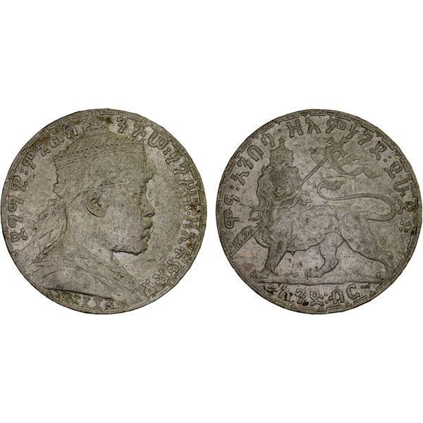 ETHIOPIA: Menelik II, 1889-1913, AR birr, EE1895 (1902-03), VF-XF