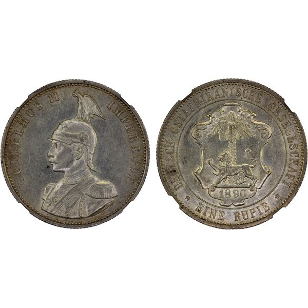 GERMAN EAST AFRICA: Wilhelm II, 1888-1918, AR rupie, 1890, NGC AU58