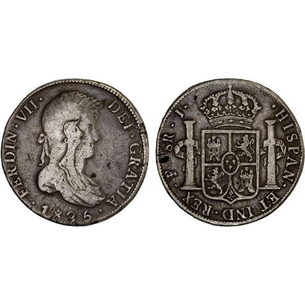 BOLIVIA: Fernando VII, 1808-1825, AR 8 reales, 1825-PTS, VF