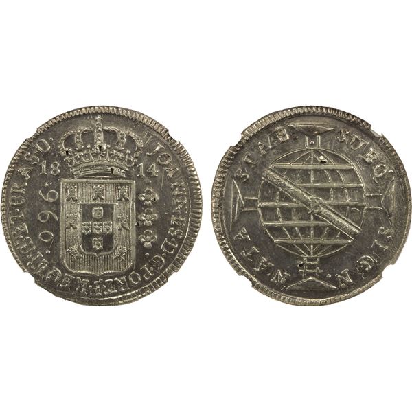 BRAZIL: João, regent, 1799-1816, AR 960 reis, Bahia, 1814-B, NGC AU details