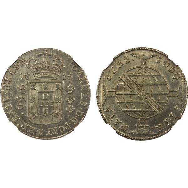 BRAZIL: João, regent, 1799-1816, AR 960 reis, Bahia, 1816-B, NGC AU details