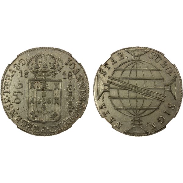 BRAZIL: João, regent, 1799-1816, AR 960 reis, Rio de Janeiro, 1818-R, NGC AU details
