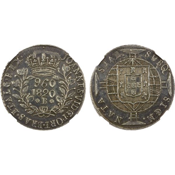 BRAZIL: João VI, 1818-1822, AR 960 reis, Bahia, 1820-B, NGC AU details