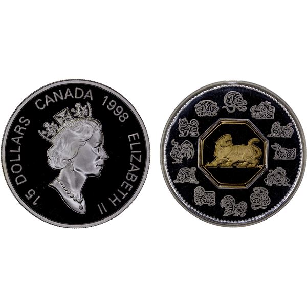 CANADA: Elizabeth II, 1952-2022, AR 15 dollars, 1998, Proof