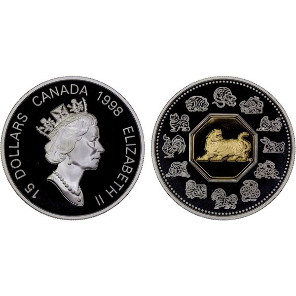 CANADA: Elizabeth II, 1952-2022, AR 15 dollars, 1998, Proof