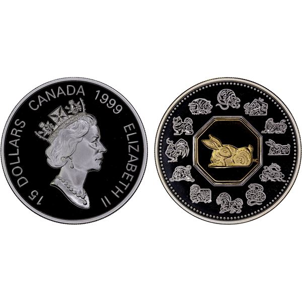 CANADA: Elizabeth II, 1952-2022, AR 15 dollars, 1999, Proof
