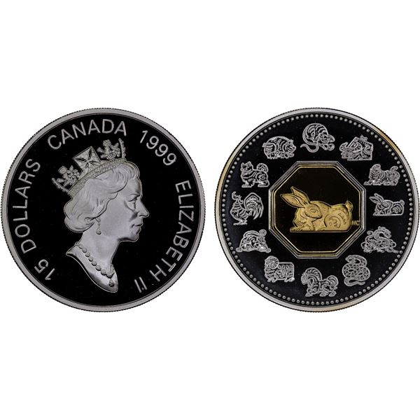CANADA: Elizabeth II, 1952-2022, AR 15 dollars, 1999, Proof