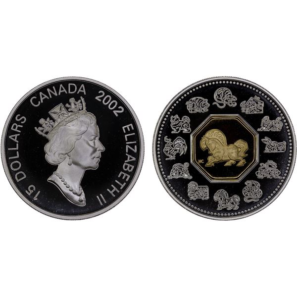 CANADA: Elizabeth II, 1952-2022, AR 15 dollars, 2002, Proof