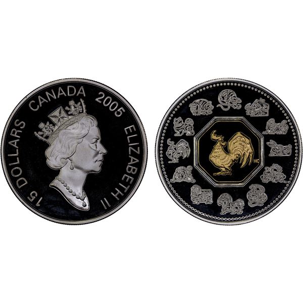 CANADA: Elizabeth II, 1952-2022, AR 15 dollars, 2005, Proof