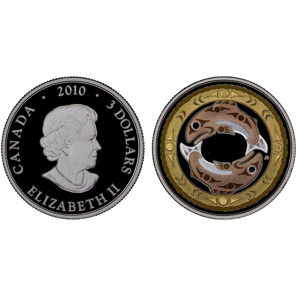 CANADA: Elizabeth II, 1952-2022, AR 3 dollars, 2010, Proof