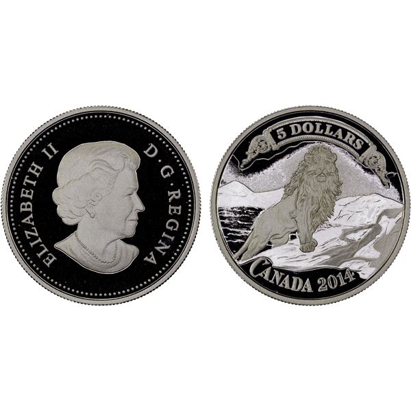 CANADA: Elizabeth II, 1952-2022, AR 5 dollars, 2014, Proof