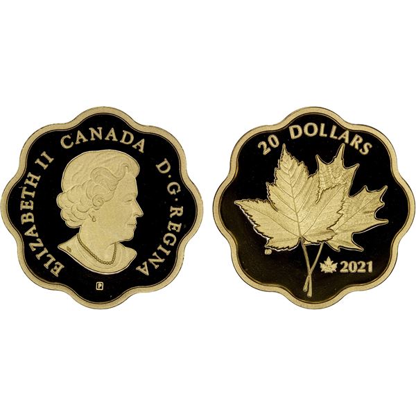 CANADA: Elizabeth II, 1952-1022, gilt AR 20 dollars, 2021, Proof