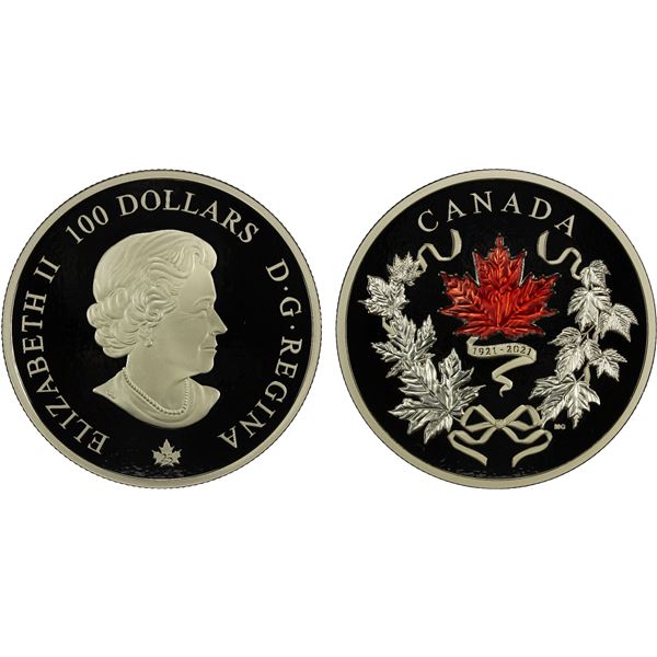 CANADA: Elizabeth II, 1952-2022, AR 100 dollars, 2021, Proof