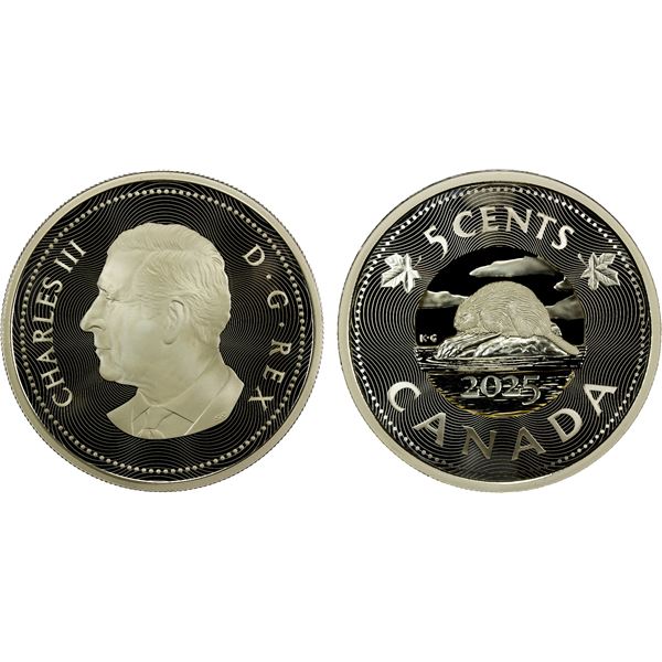 CANADA: Charles III, 2022-, AR 5 cents, 2025, Proof