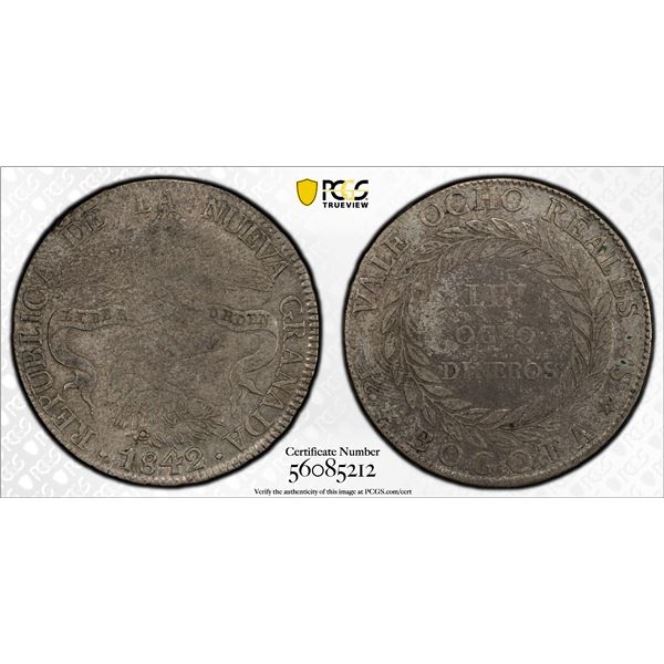 COLOMBIA: Nueva Granada, AR 8 reales, Bogota, 1842, PCGS VF30