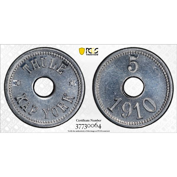 GREENLAND: Thule-Kap York, 5 øre token, 1910, PCGS MS66