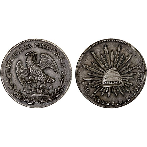 MEXICO: Republic, AR 8 reales (26.69g), Durango, 1825-Do, Choice VF