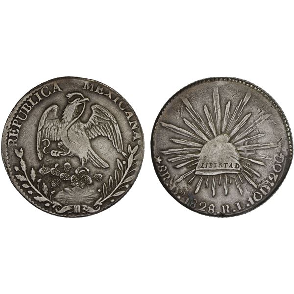 MEXICO: Republic, AR 8 reales (26.09g), Durango, 1828-Do, Fine