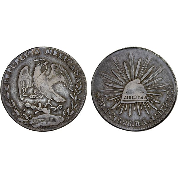 MEXICO: Republic, AR 8 reales (26.72g), Durango, 1828-Do, Fine