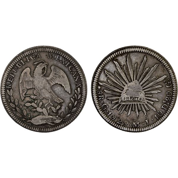 MEXICO: Republic, AR 8 reales (26.78g), 1829-Go, F-VF